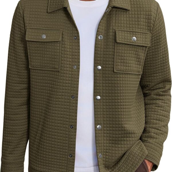 COOFANDY Mens Casual Shirt Jacket Button Down Waffle Jacket Long Sleeve Sweater Jackets Quilted Shacket Overshirt