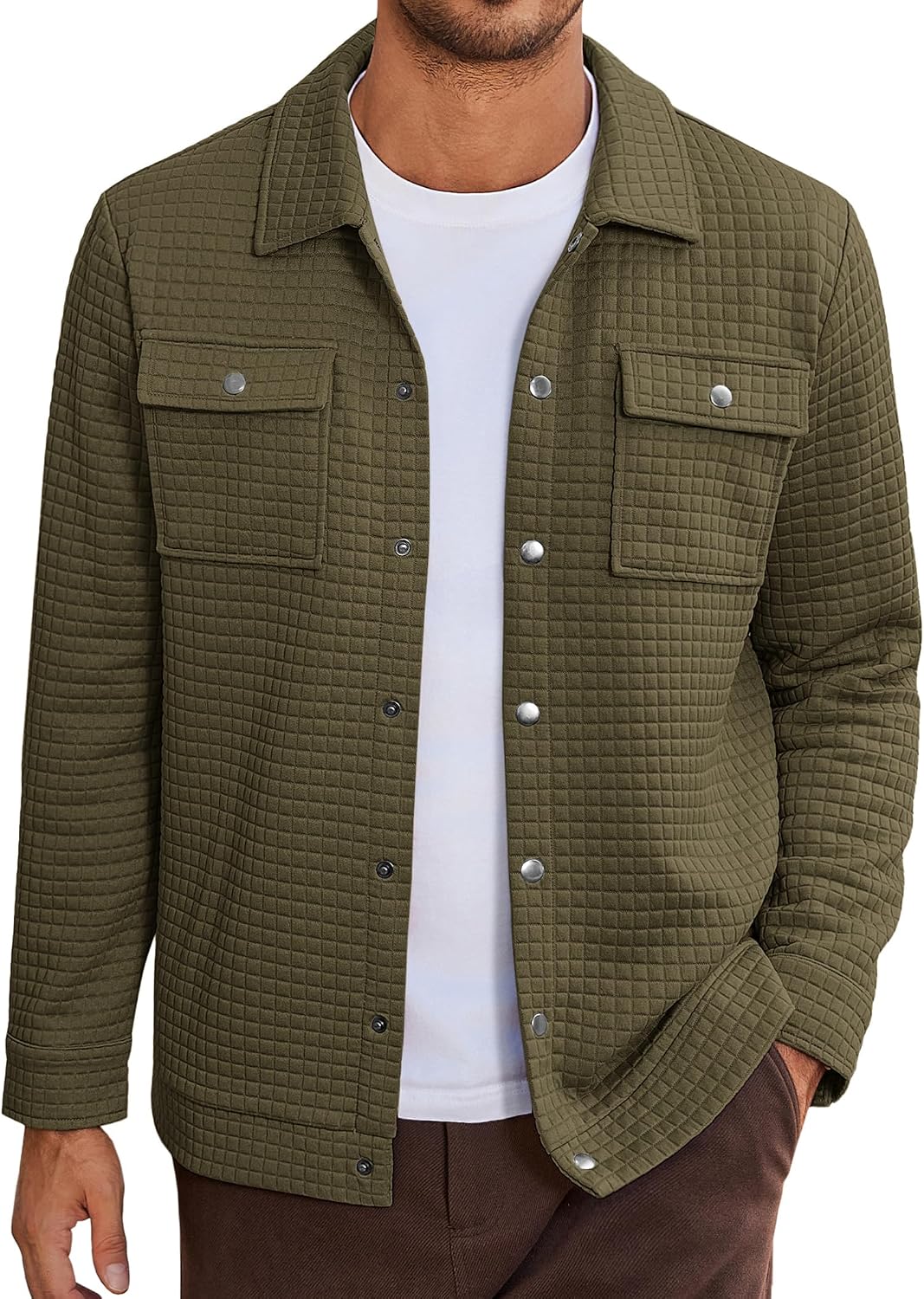 COOFANDY Mens Casual Shirt Jacket Button Down Waffle Jacket Long Sleeve Sweater Jackets Quilted Shacket Overshirt COOFANDY Mens Casual Shirt Jacket Button Down Waffle Jacket Long Sleeve Sweater Jackets Quilted Shacket Overshirt