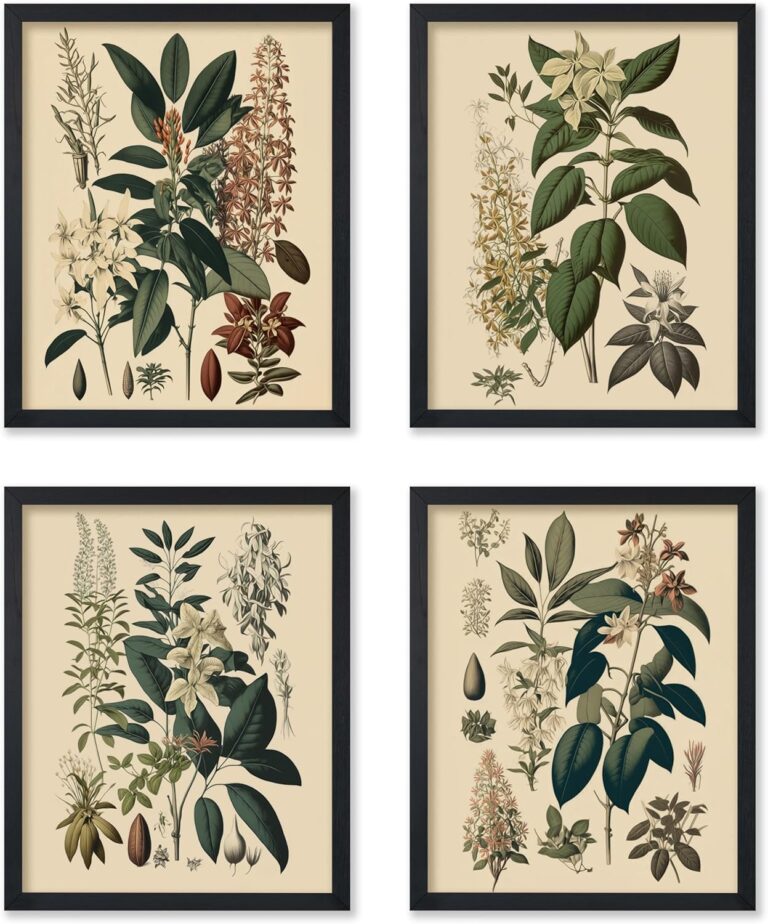 Poster Master 4-Piece Vintage Flower Poster - Retro Floral Print - Botanical Art - Chic Gift for Him, Her, Gardener, Florist - Perfect Wall Decor for Living Room, Flower Shop - 8x10 UNFRAMED Wall Art
