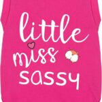 Paiaite Dog Clothes Fashionable Sleeveless Pet Vest: 'Little Miss Sassy' Printed Cotton Dog Shirt, Ideal for Small, Medium, and Large Breeds, Ensuring Comfort and Breathability Rose Red M