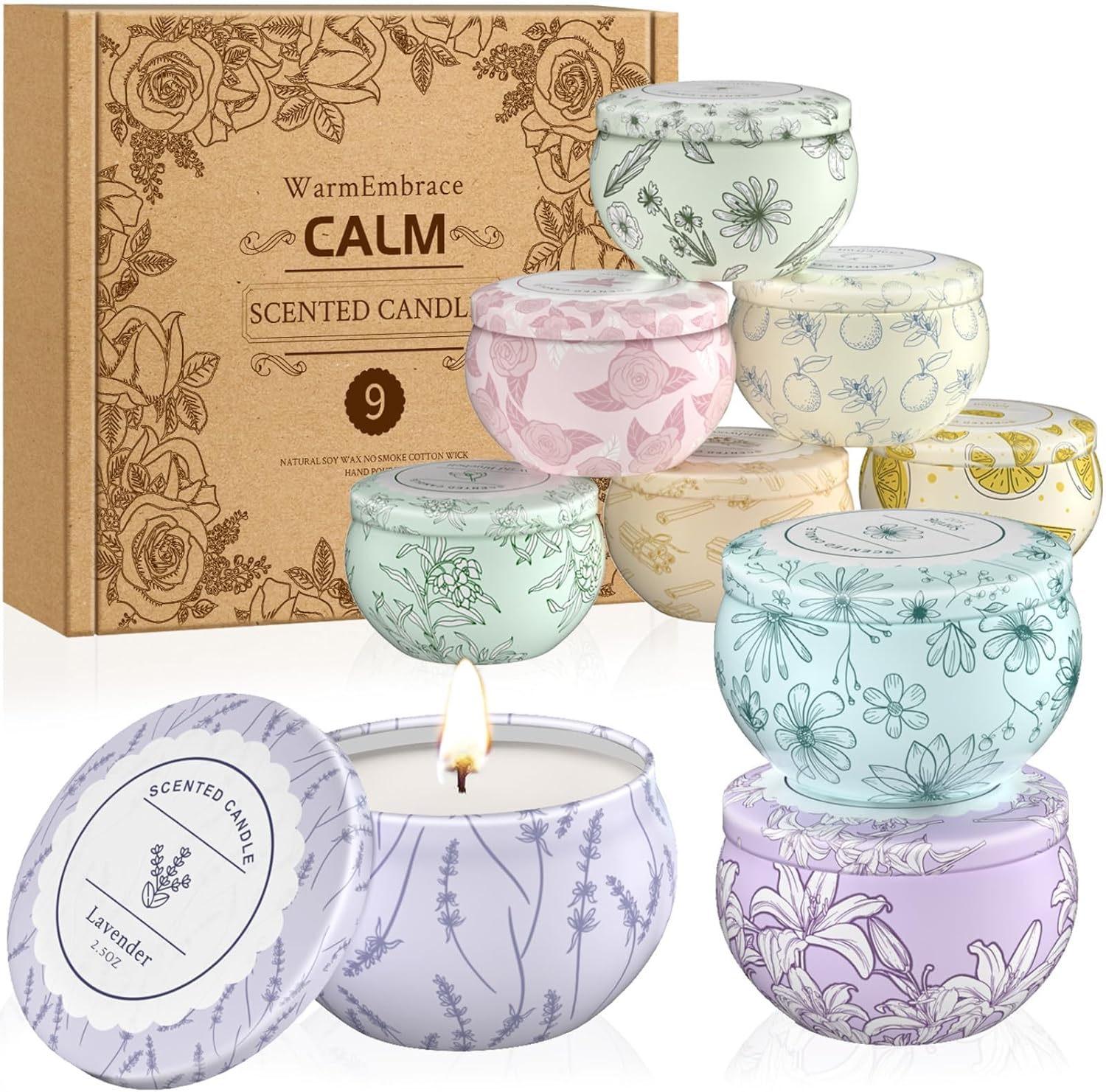 WarmEmbrace Scented Candles, Candle Set of 9, Long-Lasting Candles for Women, Candle Present Set for Birthday, Valentine's Day Scented Candles for Her WarmEmbrace Scented Candles, Candle Set of 9, Long-Lasting Candles for Women, Candle Present Set for Birthday, Valentine's Day Scented Candles for Her