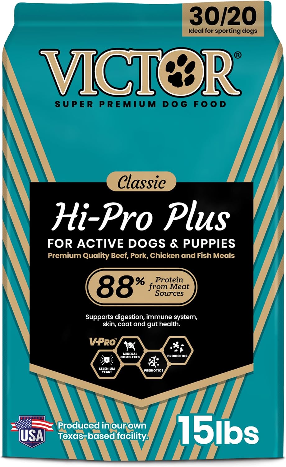 VICTOR Super Premium Dog Food Hi-Pro Plus Dry Kibble High Protein Dog Food with 30% Protein Beef, Chicken, Pork, Fish Meals, Gluten Free - for High Energy and Active Dogs & Puppies, 15lbs VICTOR Super Premium Dog Food Hi-Pro Plus Dry Kibble High Protein Dog Food with 30% Protein Beef, Chicken, Pork, Fish Meals, Gluten Free - for High Energy and Active Dogs & Puppies, 15lbs