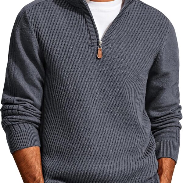 PJ PAUL JONES Mens Quarter Zip Pullover Sweaters Casual Slim Fit Knit Texture Sweater