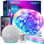 hyrion Smart LED Strip Lights 100ft WiFi, RGB Color Changing Lights Work with Alexa and Google Assistant, 16 Million Colors with App Control and Voice Control Led Lights for Bedroom, Room Decor