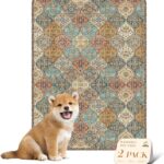 nunubaby Washable Pee Pads for Dogs, Stylish, Non-Slip and Leak-Proof Pee Mat. Ultra-Absorbent Reusable Potty pad for Crates and Floors.(Cream/Multi, 18" x24" )