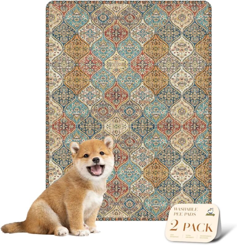 nunubaby Washable Pee Pads for Dogs, Stylish, Non-Slip and Leak-Proof Pee Mat. Ultra-Absorbent Reusable Potty pad for Crates and Floors.(Cream/Multi, 18" x24" )