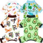 XPUDAC 4 Pack Dog Pajamas Soft Strechy Summer Doggie Clothes for Small Medium Dogs Boy Girl Dog Onesie Puppy Pjs Cat Apparel-Small