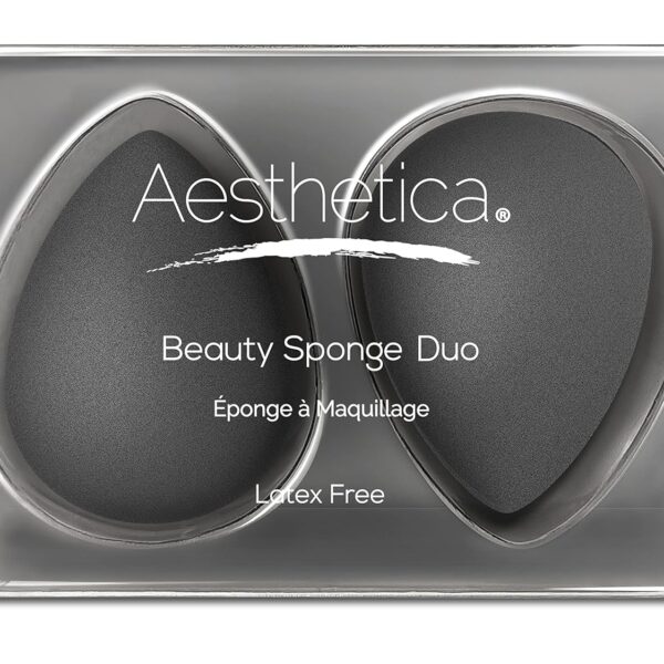 Aesthetica Cosmetics Beauty Sponge Blender - Latex Free and Vegan Makeup Sponge Blender - For Powder, Cream or Liquid Application (2 PACK)