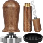 Y-Step 51mm Espresso Tamper Set, 30 lb Consistent Pressure Calibrated Coffee Tamper with Spring Loaded, Silicone Mat, Coffee Stirrer Espresso Distribution Tool, Wooden Barista Kit for Espresso Machine
