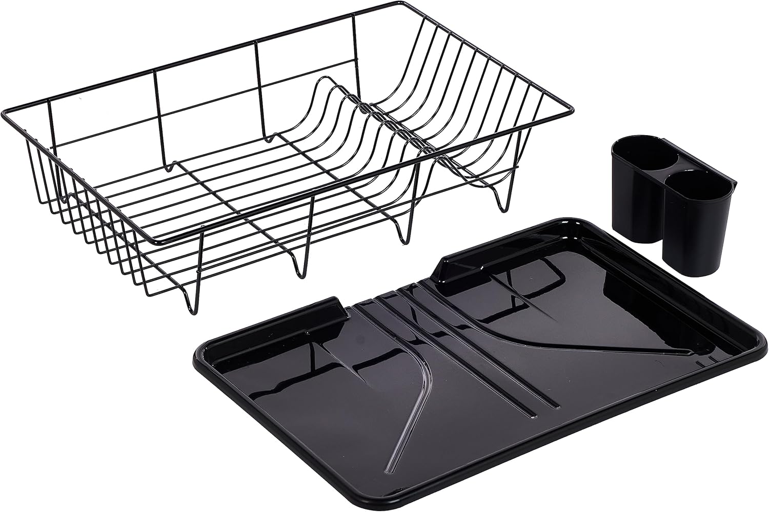 Sweet Home Collection Metal, Plasic ,Dish Drainer Drain Board and Utensil Holder Simple Easy to Use, 12" x 19" x 5", Black Sweet Home Collection Metal, Plasic ,Dish Drainer Drain Board and Utensil Holder Simple Easy to Use, 12" x 19" x 5", Black