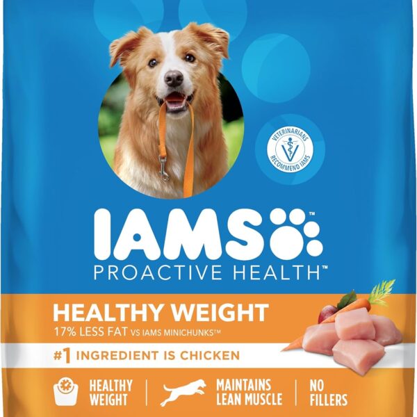 IAMS Proactive Health, Dry Dog Food, Adult Dog Food Dry Recipe for Healthy Weight, with Chicken, 29.1 Lb. Bag