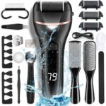 Electric Foot Callus Remover with 3 Roller Heads 2 Speed Rechargeable,Professional Pedicure Pedicure Kit Waterproof Foot Scrubber File,Pedicure Tools,Foot Care for Dead Hard Cracked Dry Skin