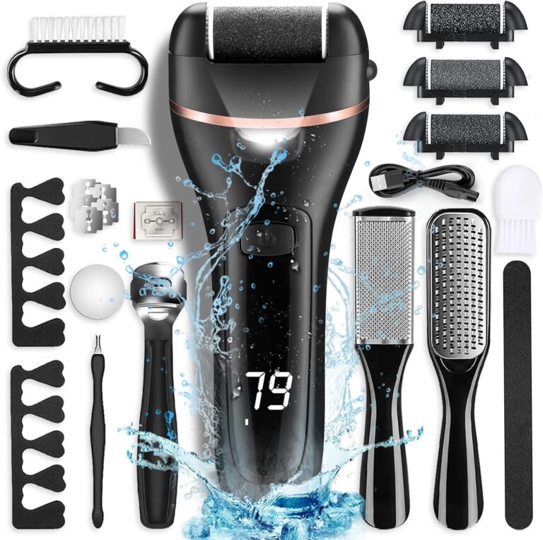 Electric Foot Callus Remover with 3 Roller Heads 2 Speed Rechargeable,Professional Pedicure Pedicure Kit Waterproof Foot Scrubber File,Pedicure Tools,Foot Care for Dead Hard Cracked Dry Skin