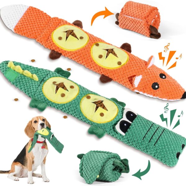 2 Pack Dog Toys for Aggressive Chewers - Interactive Dog Toys, Interactive Puppy Dog Chew Toys with Squeaker & No Stuffing Dog Puzzle Toy (Suitable for Small and Medium Dogs)