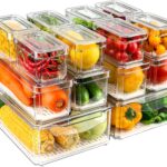 14 Pack Fridge Organizers and Storage - Refrigerator Organizer Bins with Lids, BPA-Free Fridge Organization, Fruit Storage Containers for Fridge, Vegetable, Food, Drinks, Cereals, Clear