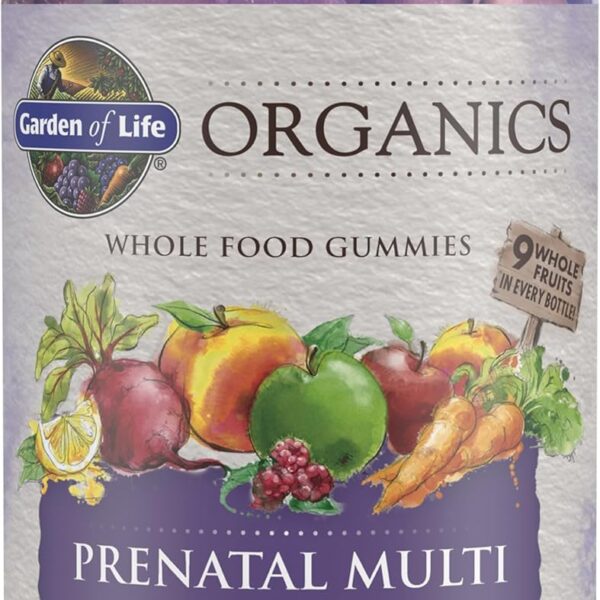 Garden of Life Organics Prenatal Gummies Prenatal Vitamins for Women with Energy Metabolism Support & Healthy Fetal Development Support, Berry Flavor, USDA Organic, Vegan, 30 Day Supply