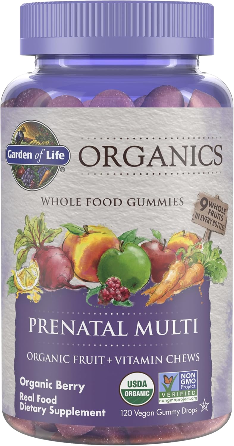 Garden of Life Organics Prenatal Gummies Prenatal Vitamins for Women with Energy Metabolism Support & Healthy Fetal Development Support, Berry Flavor, USDA Organic, Vegan, 30 Day Supply Garden of Life Organics Prenatal Gummies Prenatal Vitamins for Women with Energy Metabolism Support & Healthy Fetal Development Support, Berry Flavor, USDA Organic, Vegan, 30 Day Supply