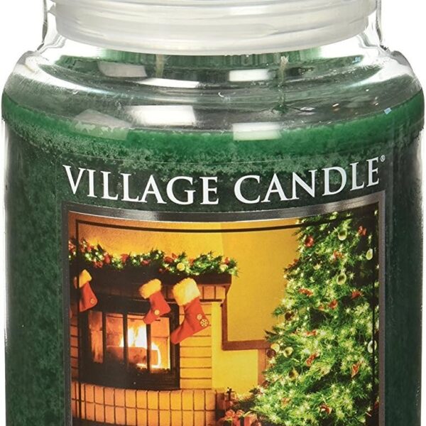 Village Candle Christmas Tree Large Glass Apothecary Jar Scented Candle, (26oz), Green