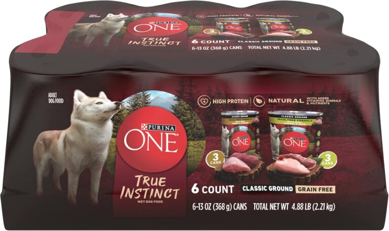Purina ONE Natural Grain Free Wet Dog Food Variety Pack, True Instinct Classic Ground - 13 Ounce (Pack of 6)
