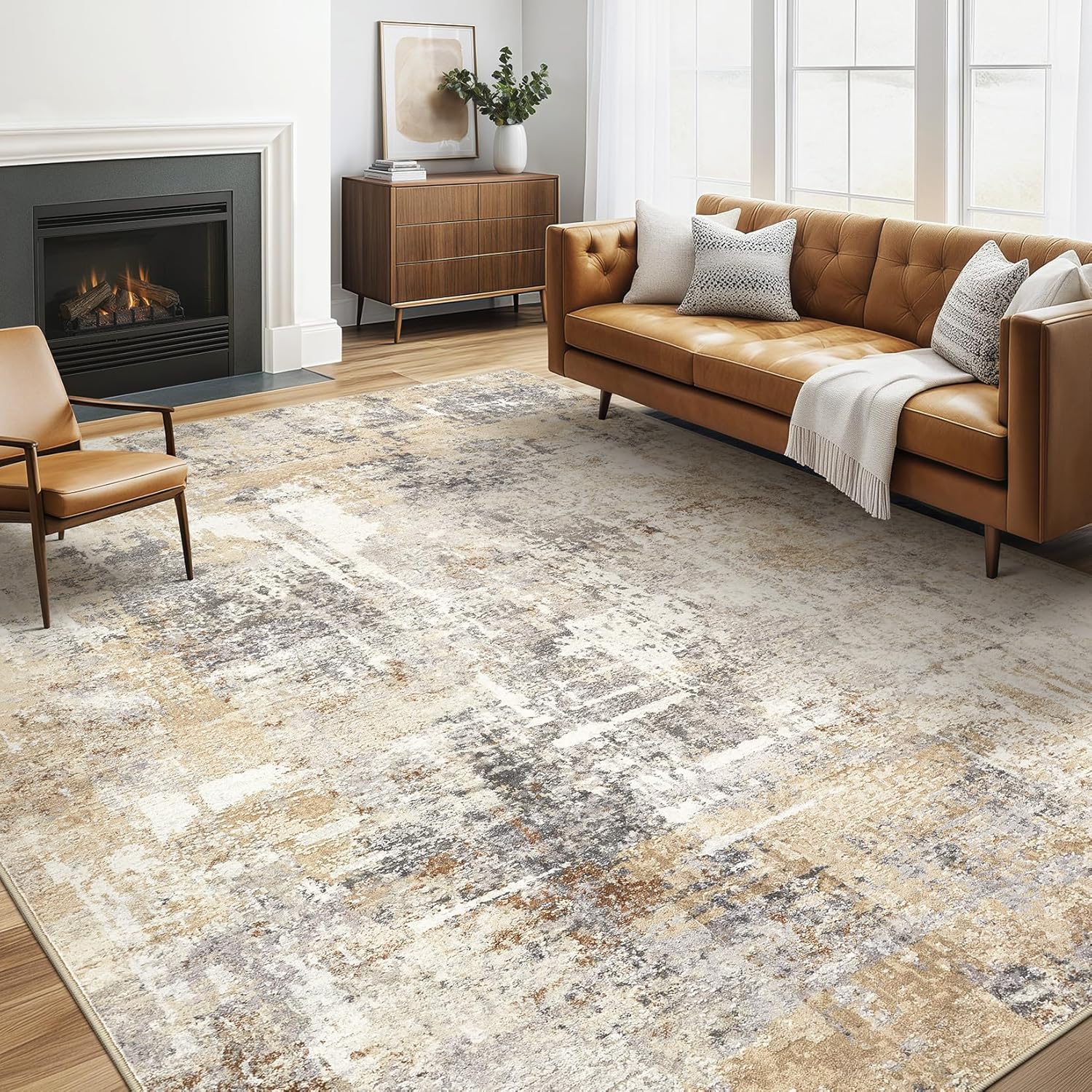 Area Rug Living Room Rugs: 5x7 Washable Large Abstract Modern Soft Stain Resistant Indoor Floor Non Slip Accent Carpet for Bedroom Nursery Playroom Dining Room Office Dorm Home House- Gray Gold Area Rug Living Room Rugs: 5x7 Washable Large Abstract Modern Soft Stain Resistant Indoor Floor Non Slip Accent Carpet for Bedroom Nursery Playroom Dining Room Office Dorm Home House- Gray Gold
