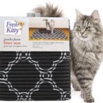 Fresh Kitty Durable XL Jumbo Foam Litter Box Mat  No Phthalate, Water Resistant, Traps Litter from Box, Scatter Control, Easy Clean Mats  Black & White 40"x 25", Black/White Quatrefoil (9036)
