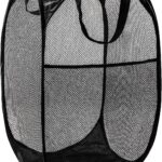 DUCOO Pop Up Laundry Hamper, 70L Collapsible Mesh Laundry Basket with Side Pocket, Foldable Dirty Clothes Hamper with Sturdy Reinforced Handles for Home Dorm Bedroom Travel Bathroom Storage, Black