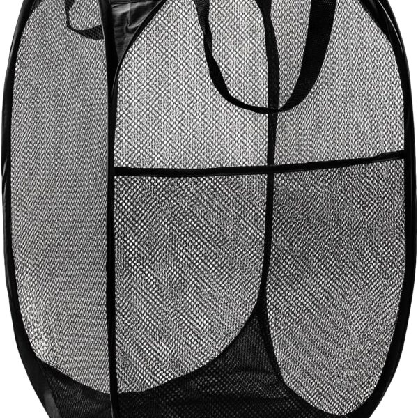 DUCOO Pop Up Laundry Hamper, 70L Collapsible Mesh Laundry Basket with Side Pocket, Foldable Dirty Clothes Hamper with Sturdy Reinforced Handles for Home Dorm Bedroom Travel Bathroom Storage, Black