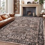 ISEAU Washable Vintage Rugs - 5x7 Bedroom Area Rugs, Large Indoor Machine Washable Non-Slip Rugs for Living Room, Dining Room, Kitchen, Classroom, Office, Soft Low Pile Vintage Floor Carpets