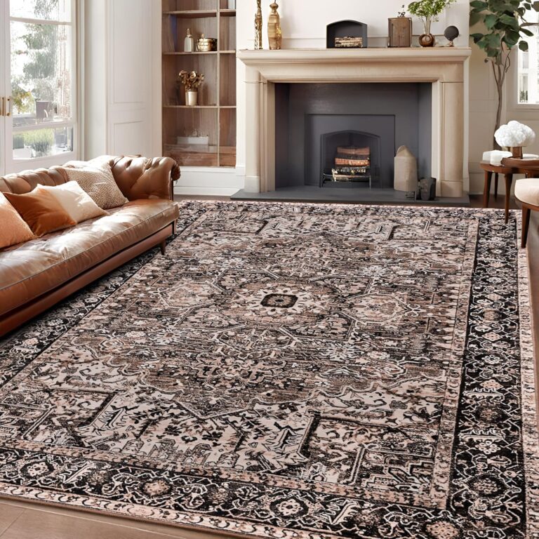 ISEAU Washable Vintage Rugs - 5x7 Bedroom Area Rugs, Large Indoor Machine Washable Non-Slip Rugs for Living Room, Dining Room, Kitchen, Classroom, Office, Soft Low Pile Vintage Floor Carpets