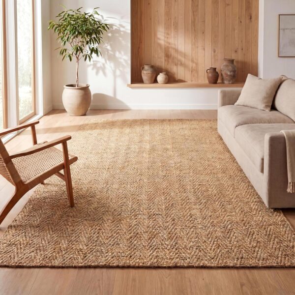 JONATHAN Y Espina Hand Woven Herringbone Chunky Jute Natural Indoor Area Rug, 8x10, Bohemian, Cottage, Easy-Cleaning for Living Room, Bedroom, Kitchen, Pet Friendly, Non-Shedding (NFR101A-8)