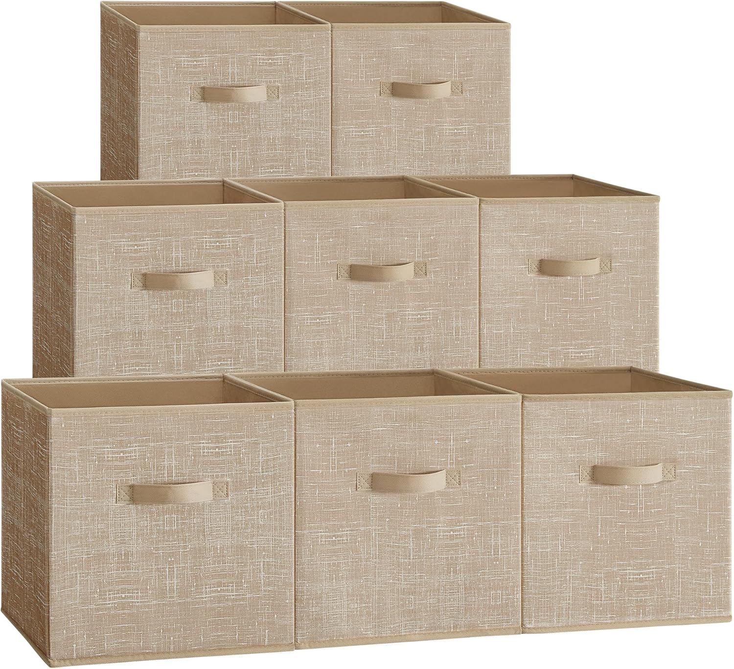 SONGMICS Storage Cubes, 13 x 13 x 13 Inches Non-Woven Fabric Bins with Double Handles, Set of 8, Closet Organizers for Shelves, Foldable, for Clothes, Sand Beige UROB833K03 SONGMICS Storage Cubes, 13 x 13 x 13 Inches Non-Woven Fabric Bins with Double Handles, Set of 8, Closet Organizers for Shelves, Foldable, for Clothes, Sand Beige UROB833K03