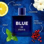 NovoGlow Blue De Paris For Men – 3.4 Fl. Oz. (100ml) Men’s Perfume – Refreshing Woody, Floral & Fruity Fragrance – Long-Lasting Masculine Scent, Ideal Gift for Any Occasion