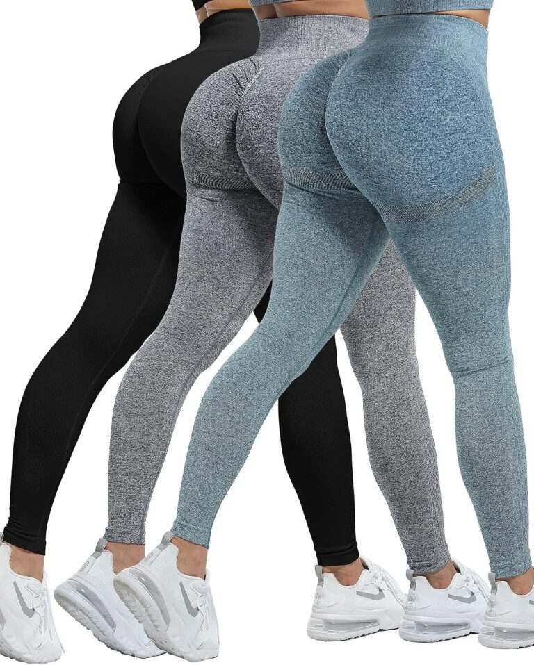 CHRLEISURE Workout Leggings Sets for Women, Gym Scrunch Butt Butt Lifting Seamless Leggings 3 Piece