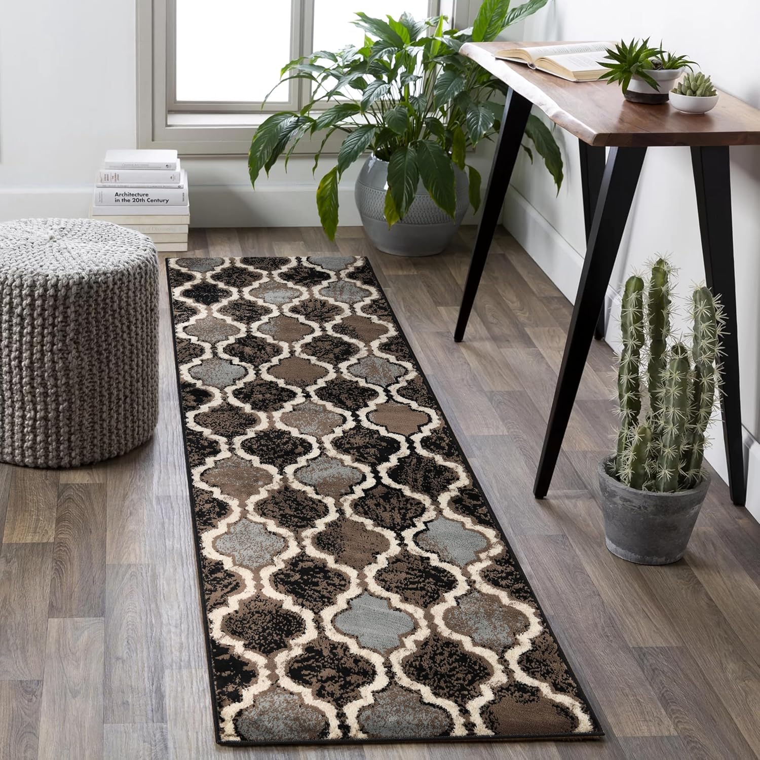 Superior Indoor Area Runner, Jute Backed, Perfect for Hallway, Living/ Dining Room, Bedroom, Office, Kitchen, Entryway, Modern Geometric Trellis Floor Decor, Viking Collection, 2' 7" x 8', Chocolate Superior Indoor Area Runner, Jute Backed, Perfect for Hallway, Living/ Dining Room, Bedroom, Office, Kitchen, Entryway, Modern Geometric Trellis Floor Decor, Viking Collection, 2' 7" x 8', Chocolate
