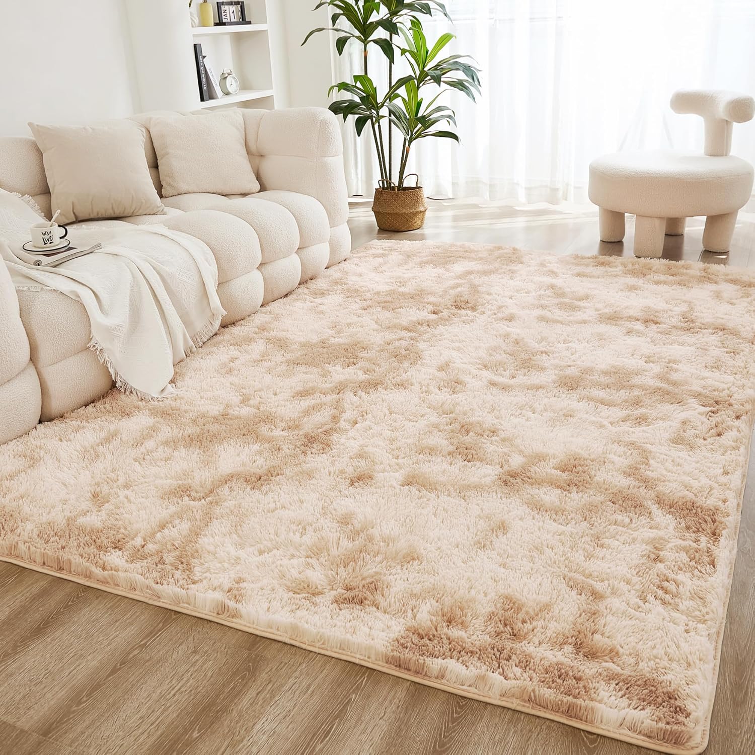 Litanika 6x9 Shag Area Rug for Living Room Bedroom, Tie-Dyed Beige High Pile Soft Plush Shaggy Furry Cream Bedside Playroom Dorm Carpet, Non-Slip, Non-Shedding Modern Indoor Floor Rug Litanika 6x9 Shag Area Rug for Living Room Bedroom, Tie-Dyed Beige High Pile Soft Plush Shaggy Furry Cream Bedside Playroom Dorm Carpet, Non-Slip, Non-Shedding Modern Indoor Floor Rug