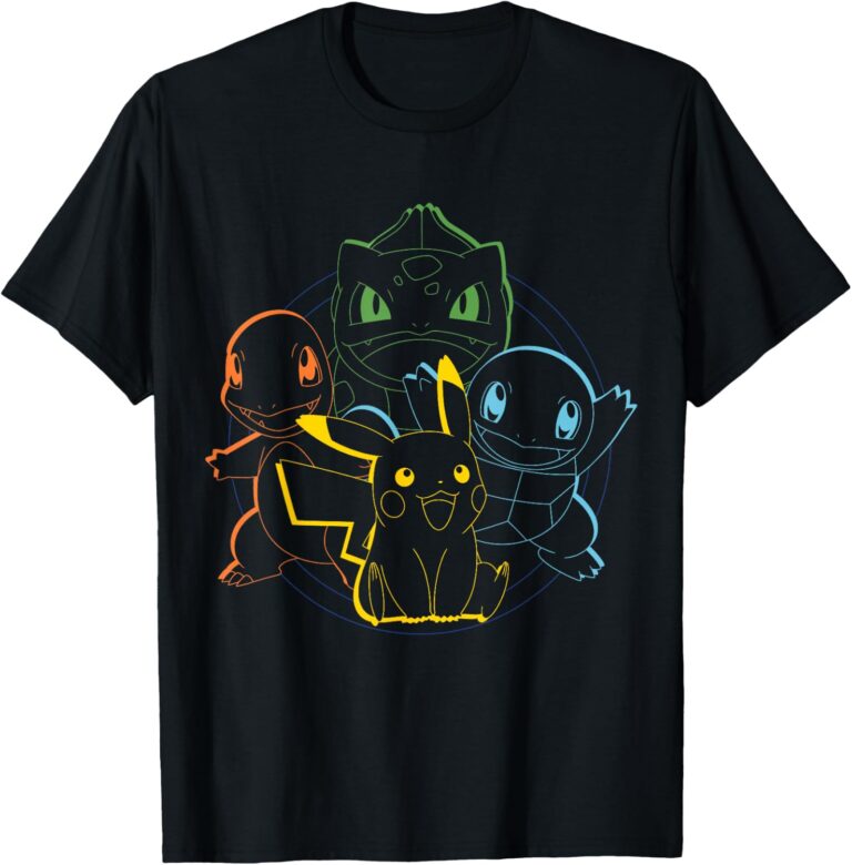 Pokmon - Pikachu Charmander Bulbasaur Squirtle Kanto Circle T-Shirt