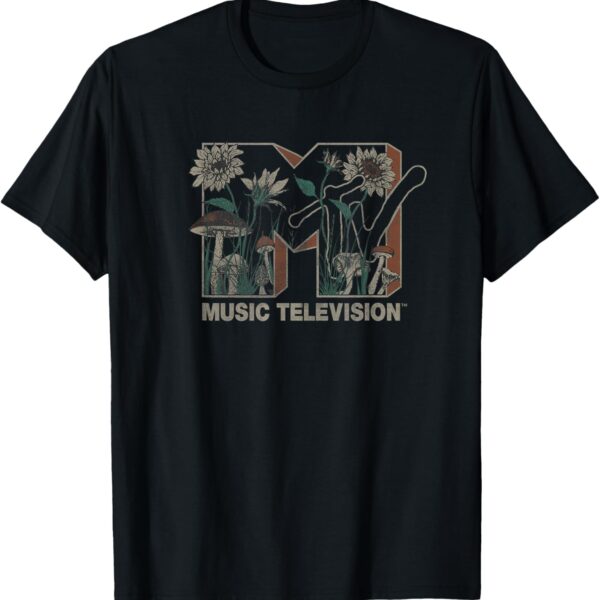 MTV Music Television Wild Flower Mushrooms MTV Logo T-Shirt Small