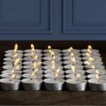 Pomp Glow Tealights (24 Pack) | White Unscented Decorative Tea Light Candles that Will Light Up Your Home, Wedding, Dinner & Any Special Occasion | Long Lasting, Smokeless, Mess Free Candles