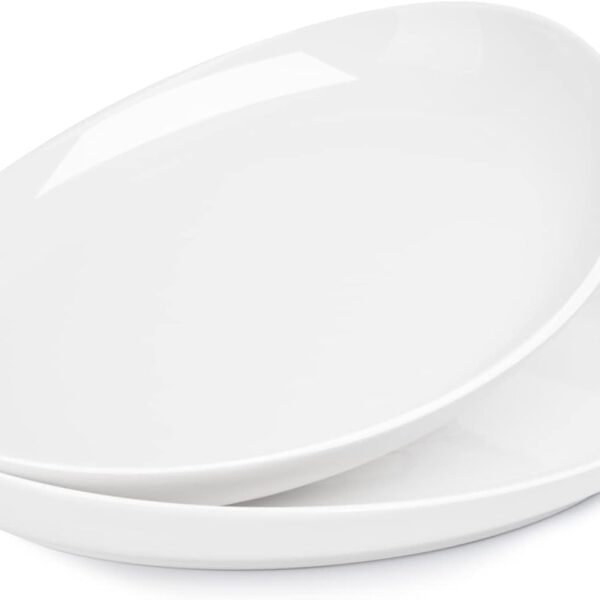 Sweese 2-Pack Porcelain Oval Serving Platters, White High-Grade Durable Professional, 14.5 Inch 2.0 Count
