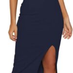 OWIN Women's Adjustable Spaghetti Straps Sleeveless High Waist Split Midi Bodycon Cocktail Party Dress