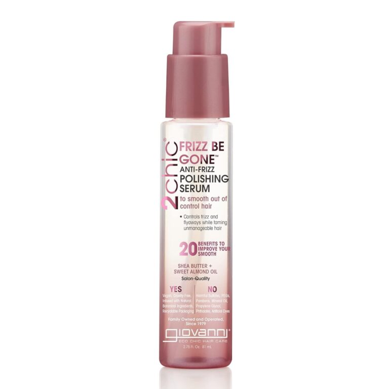GIOVANNI 2chic Frizz Be Gone Anti-Frizz Polishing Serum, 2.75 oz | Natural Hair Smoothing Formula with Shea Butter & Sweet Almond Oil, No Parabens, Color Safe Hair Oil Serum