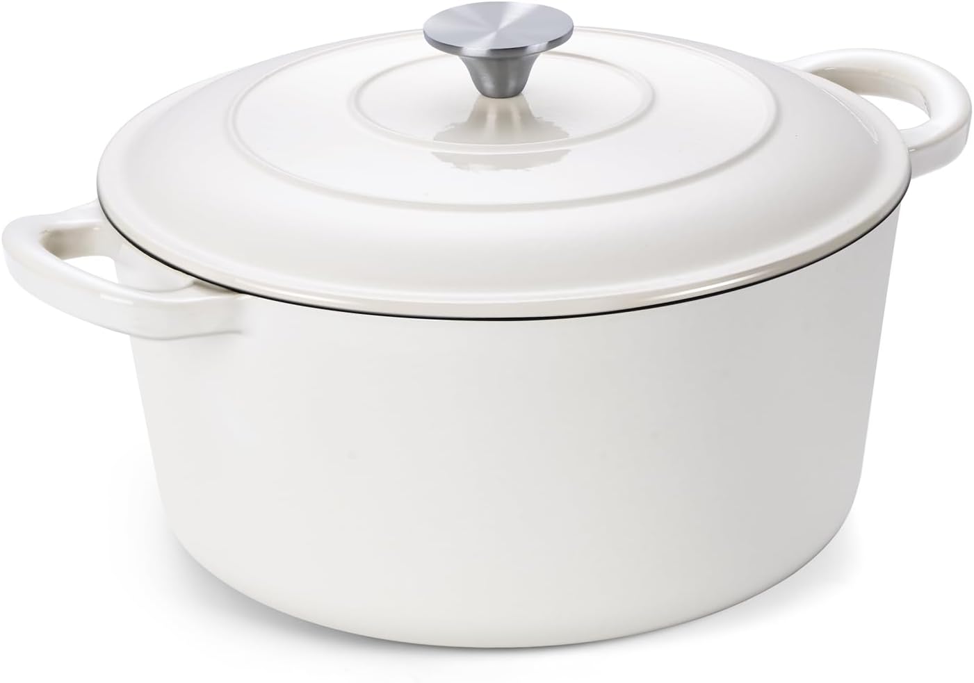 Onader 6 Quart Dutch Oven Pot with Lid, Enameled Cast Iron Round Dutch Oven for Sourdough Bread Baking - White Onader 6 Quart Dutch Oven Pot with Lid, Enameled Cast Iron Round Dutch Oven for Sourdough Bread Baking - White