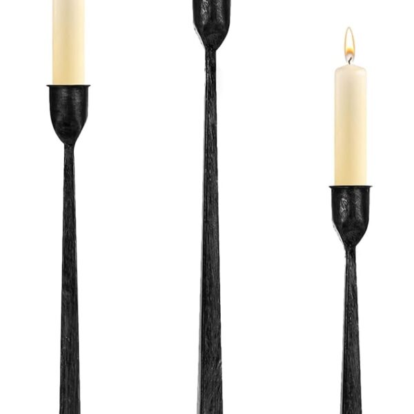 Iron Taper Candle Holder Set of 3 - Decorative Tall Candle Stand, Candlestick Holder for Wedding, Dining Table, Party Decoration
