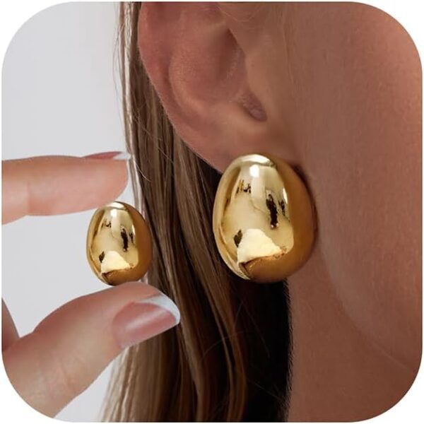 Risamil 2/3 Pairs Chunky Gold Earrings for Women Trendy, 14K Gold Plated Statement Earrings for Women Big Large Higgie Hoop Earrings Hypoallergenic Stud Earring Sets Gold Jewelry Set for Women Fashion Accessories
