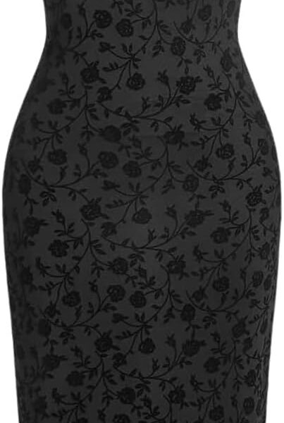 Verdusa Women's Floral Mesh Bodycon Long Cami Dress Slimming Dress Semi Formal Dresses Holiday Party Outfits