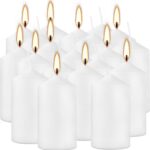 Howemon 20 Pcs Bulk Long Burning Wax Pillar Candles 2" x 4" Dripless Unscented Smokeless for Wedding Party Spa Lantern Fireplace Home(White)