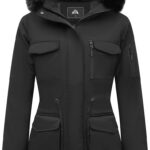 MOERDENG Women's Long Winter Coat Thickened Down Alternative Jacket Warm Puffer Jacket Waterproof Parka