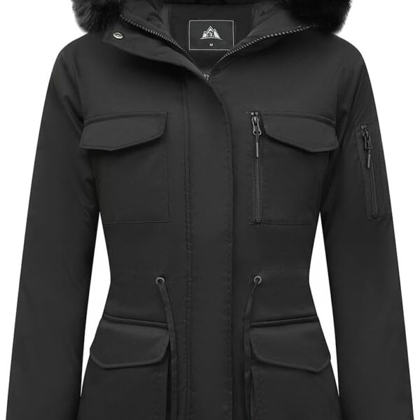 MOERDENG Women's Long Winter Coat Thickened Down Alternative Jacket Warm Puffer Jacket Waterproof Parka
