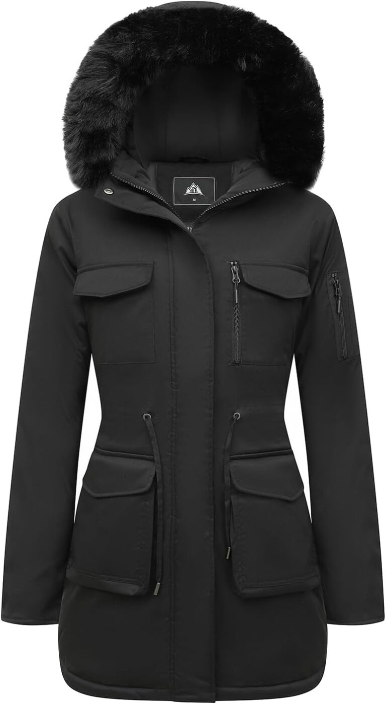 MOERDENG Women's Long Winter Coat Thickened Down Alternative Jacket Warm Puffer Jacket Waterproof Parka