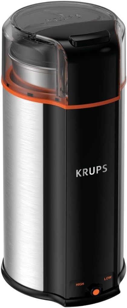 KRUPS: 3oz Coffee Grinder, Ultimate Silent Vortex Plastic and Stainless Steel Grinder with Removable Bowl Mess-Free, 8 Times Quieter, 2 Speeds 240 Watts,Dry Herbs,Dishwasher Safe,12 cups ground Silver KRUPS: 3oz Coffee Grinder, Ultimate Silent Vortex Plastic and Stainless Steel Grinder with Removable Bowl Mess-Free, 8 Times Quieter, 2 Speeds 240 Watts,Dry Herbs,Dishwasher Safe,12 cups ground Silver